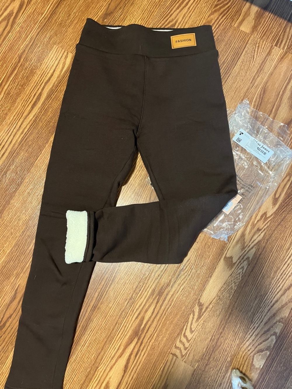 Women’s Brown Fleece-Lined Leggings - Small